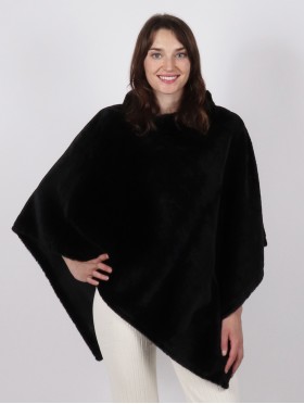 Soft Faux Fur Cape W/Fur Collar